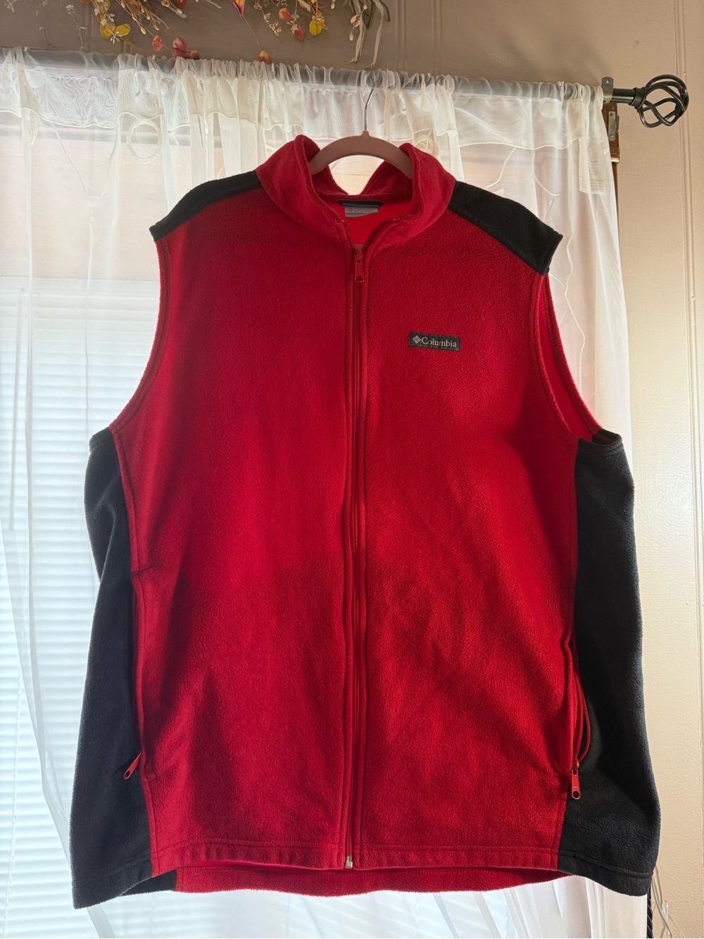 Columbia Red Fleece Pullover with Black Trim